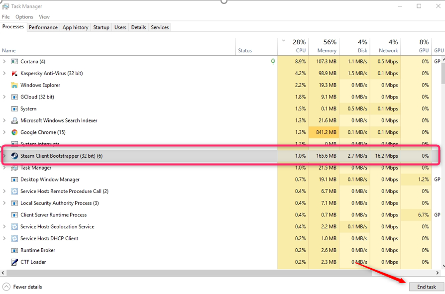 Fix the process and re-launch