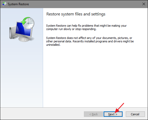 restore system files and settings