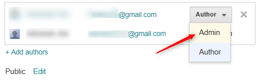 change blogger author to admin
